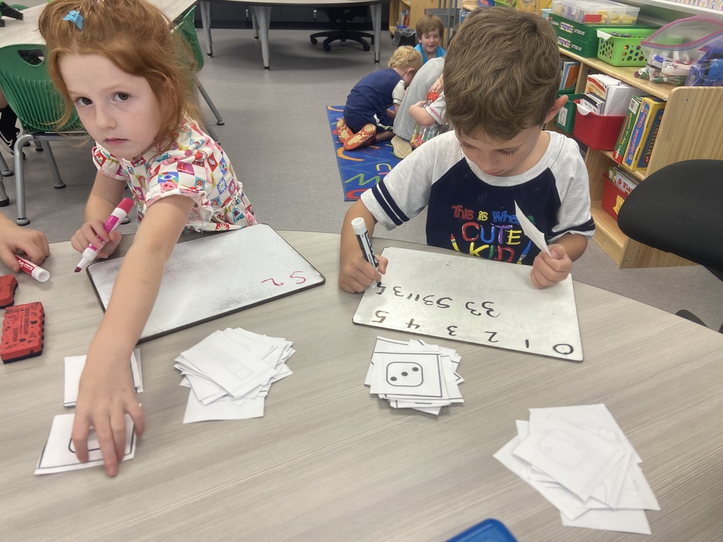 Mrs. Gartrell’s kindergarten students are practicing number identification and learning to recognize how many items are in a small group instantly.
