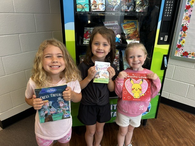 Congratulations to Emilia, Avery, and Ava from Ms. Jenkins’ class for earning a token for the Book Vending Machine! 