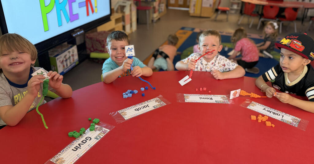 Mrs. Hamilton's PreK traced and identified seashells by size—small, medium, and large and also sorted foam beads by color and practiced our fine motor skills by stringing beads.