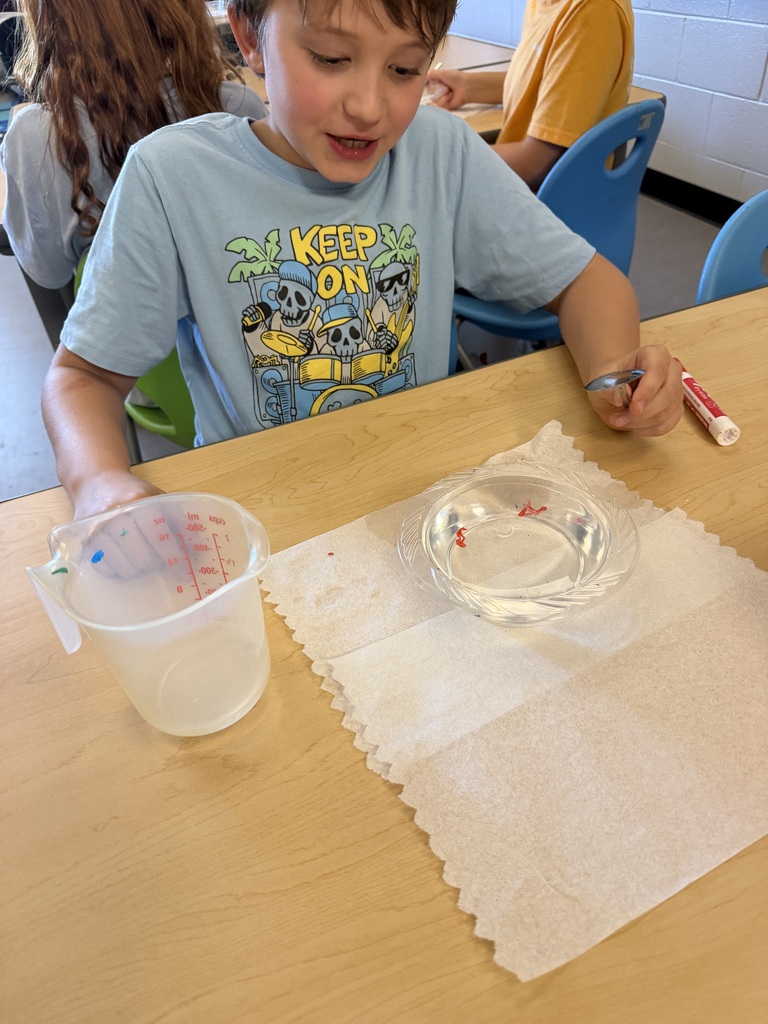 Third- and fourth-graders explored buoyancy, insolubility, and density with Mrs. Allison while discovering the science behind floating letters.