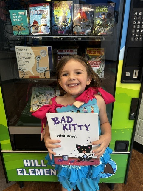 Halo from Ms. Jenkins' class has mastered her uppercase and lowercase letters, letter sounds, and numbers 0-20 and visited the Book Vending Machine.