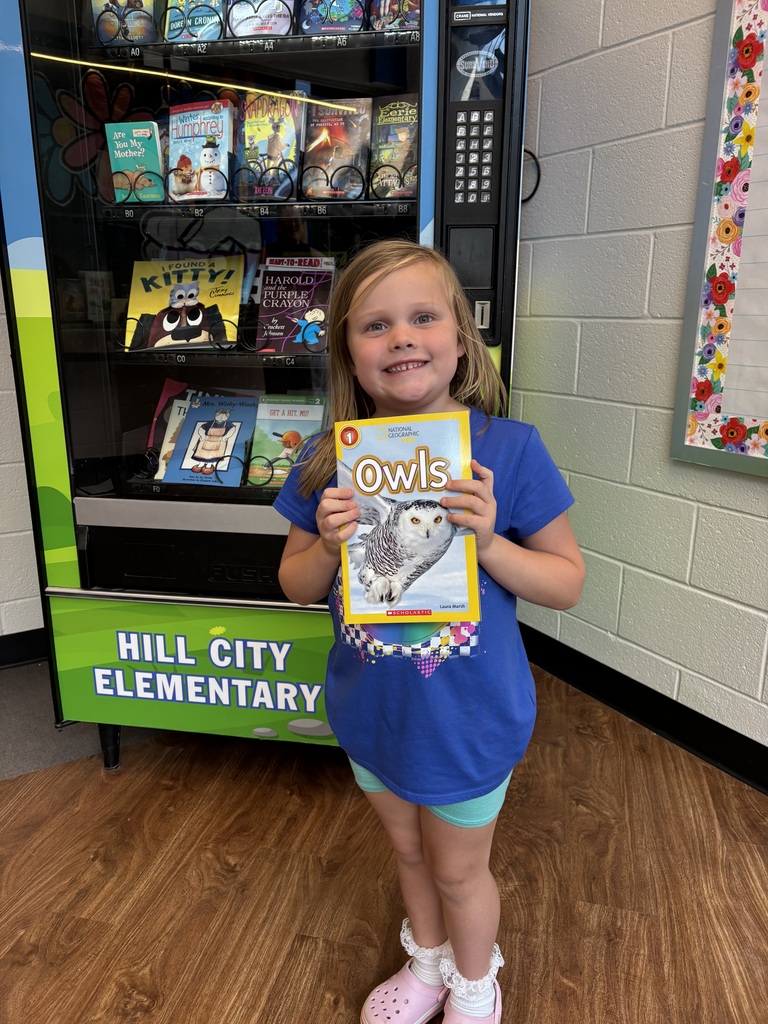 Amelia from Mrs. Tippens' class earned a visit to the Book Vending Machine for finishing her fluency folder.
