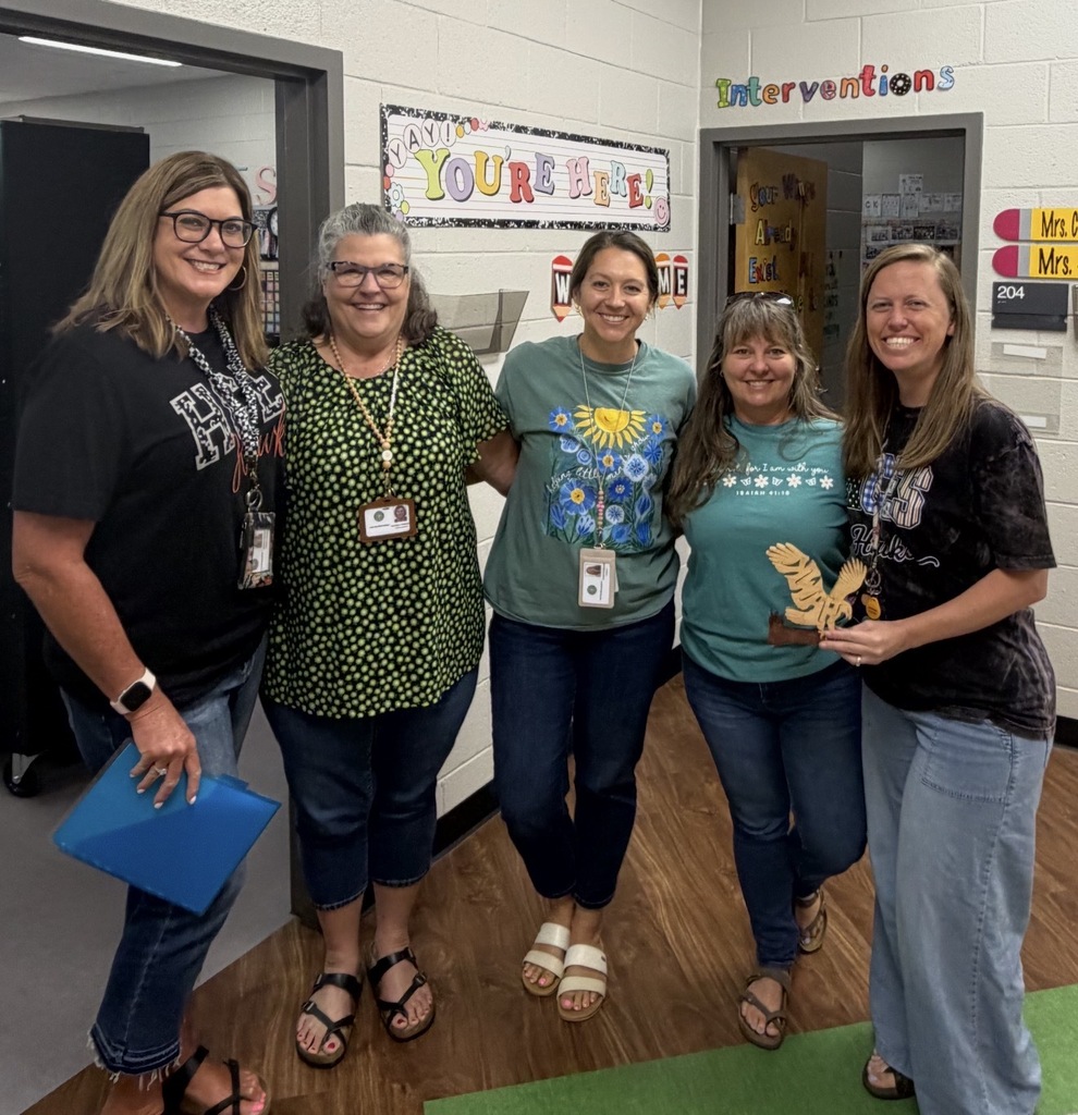 Mrs. Smith passed the Hawk to our outstanding Intervention Team—Barbara Whitaker, Kayla Culbreth, Becky Jones, and Kati Buchanan!
