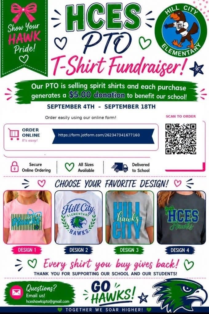 The last day to order HCES t-shirts through PTO is Friday.