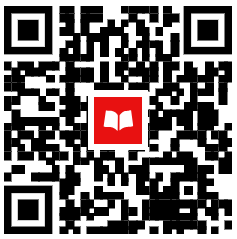 QR Code with red and white book in the middle of the QR code