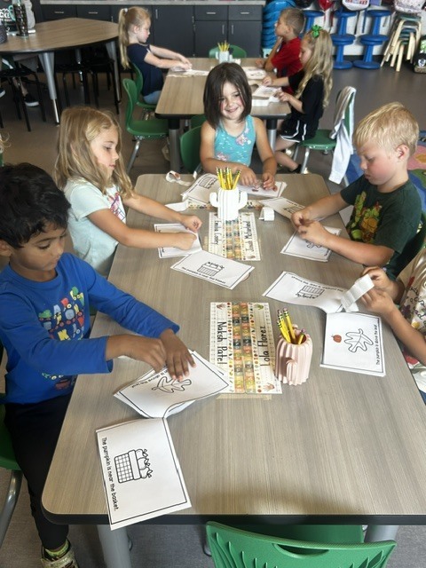 Mrs. Roper and Ms. Jenkins’ classes practiced positional words with a hands-on pumpkin sticker activity. Students showed what they knew by placing their pumpkins in the correct positions!