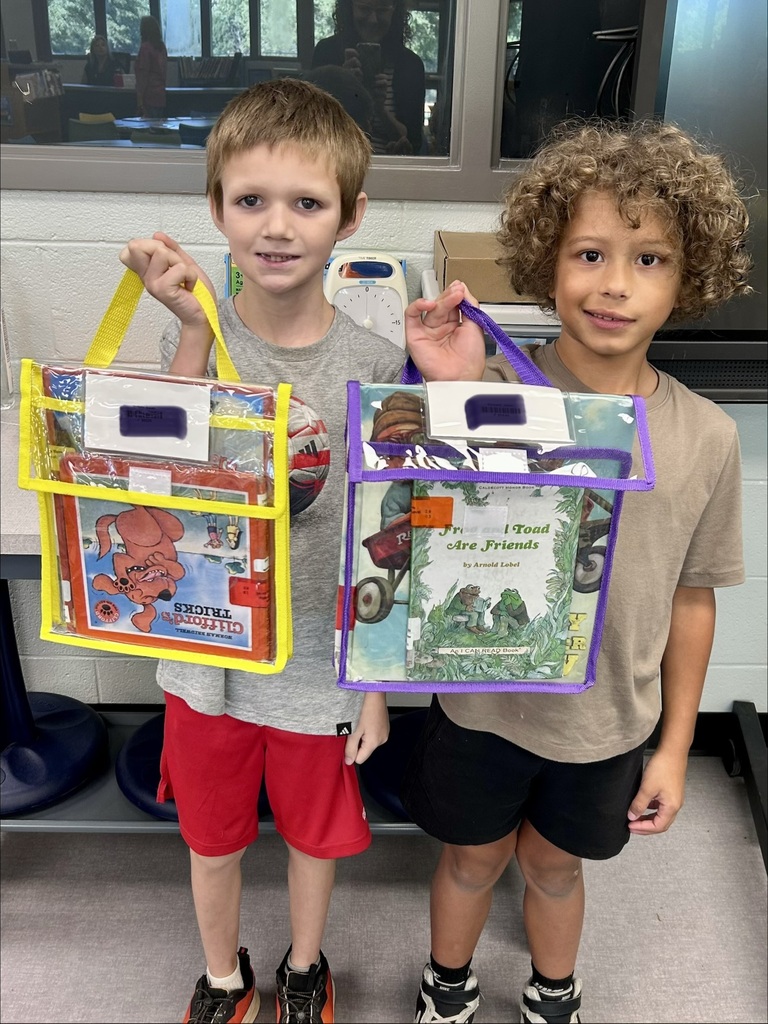 First graders with their new library bags.