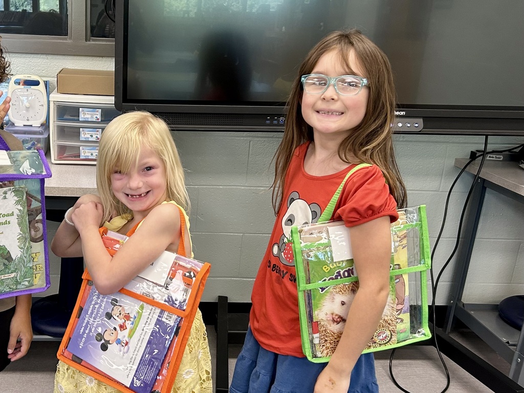 First graders with their new library bags.