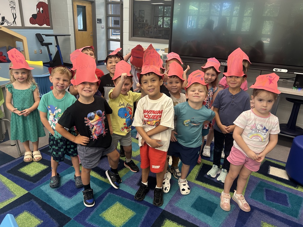 Mrs. Allen's PreK with their hats.