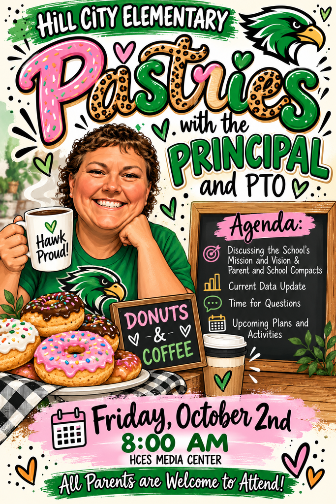 Patries with the Principal and PTO is Friday, 10/2, 8:00 AM, in the media center. All parents are welcome! Agenda: MIssion & School Compacts, Data Update, Questions