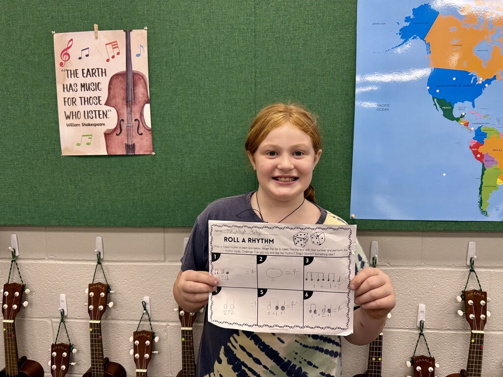 Makynleigh’s awesome rhythms. Music class