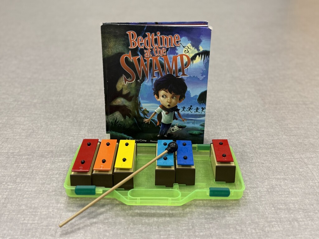 Students in 2nd-4th grade are listening to the story "Bedtime at the Swamp" and improvising melodies on resonator bells in Mrs. Richards' music class this week!