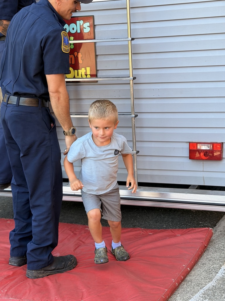 After listening intently to an important fire safety lesson, Mrs. Allen’s Pre-K students loved getting the chance to exit the firehouse using the ladder! 
