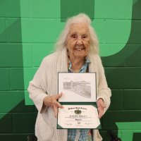 Jo Edna Niblett with honorary diploma
