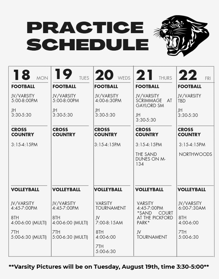 Updated Schedule