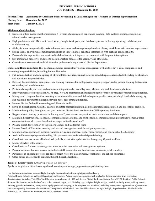 Accounting and Data Manager Posting