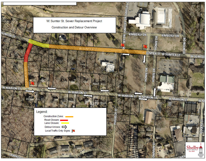 Sewer Line Replacement Map  - W. Sumter St & Springdale Dr.