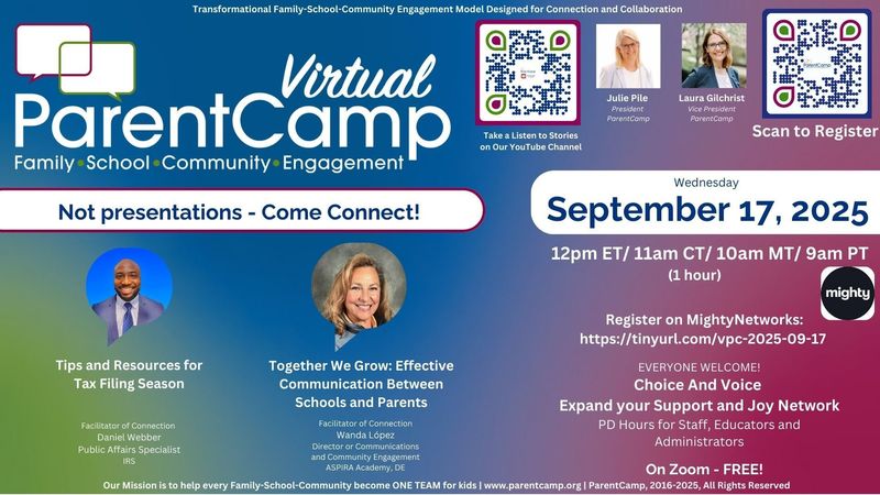 Join us for Virtual ParentCamp on Wednesday, September 17th!