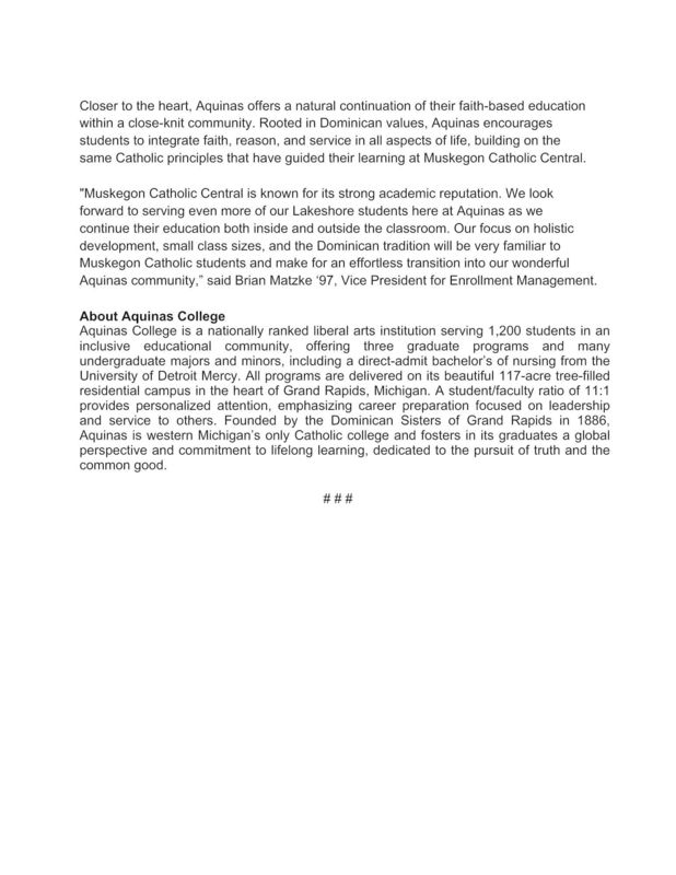 Direct Admissions to Aquinas letter continued