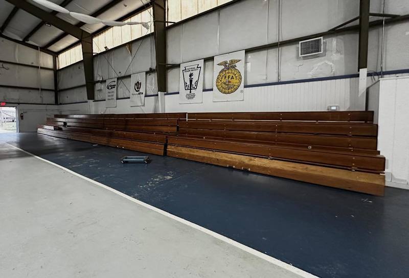 bleachers in the gym 