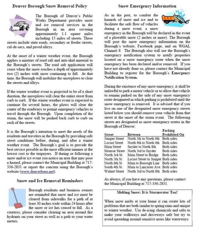 Winter weather reminder newsletter page