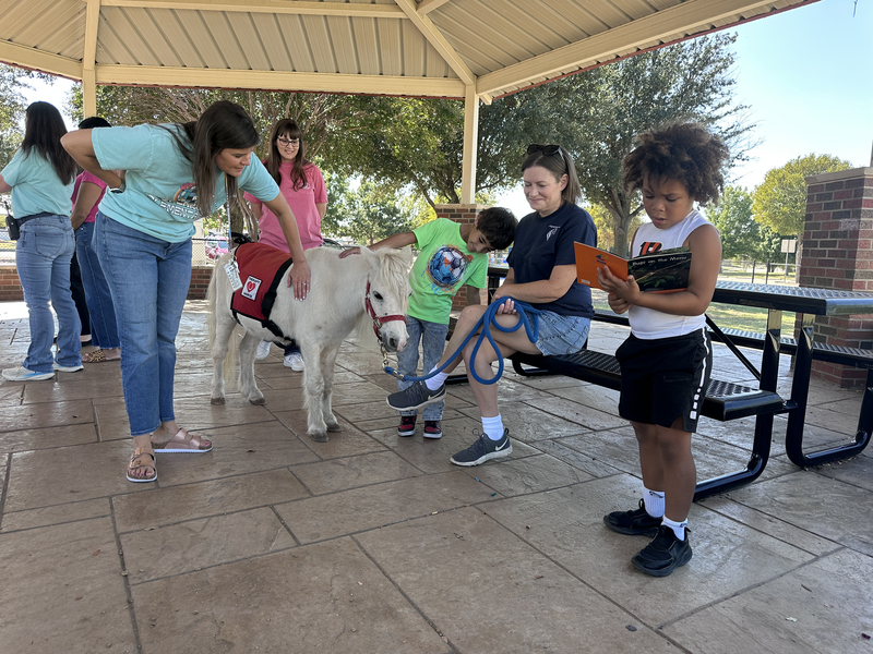 Spears Students Work on Reading Skills With Mini Horses