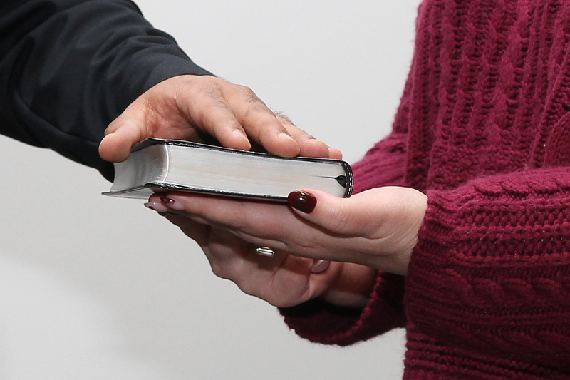 Officer Potlow being sworn in