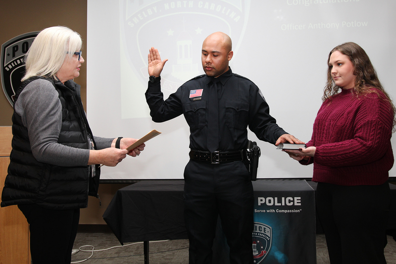 Officer Potlow being sworn in