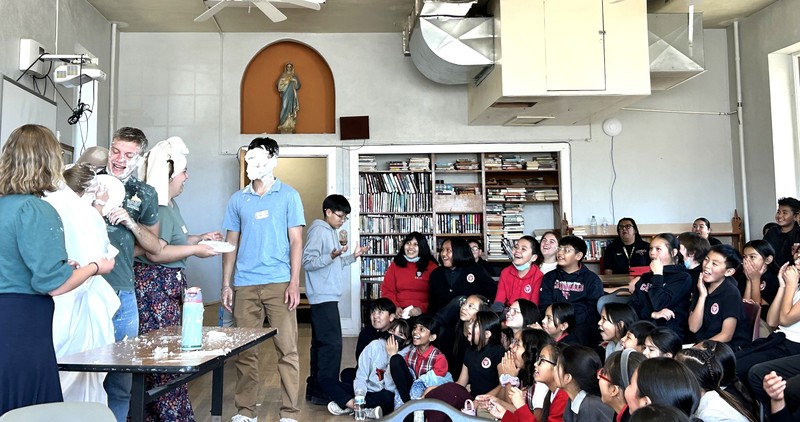 Franciscan University doing a skit with students