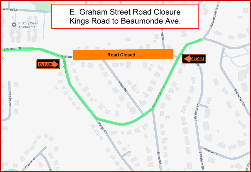 E. Graham St. Road Closure Map