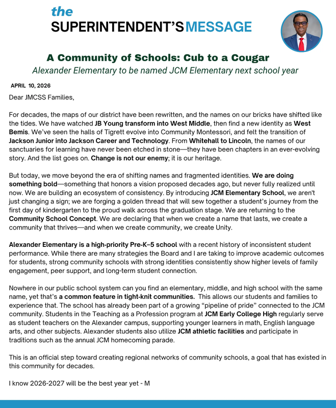 Superintendent's message