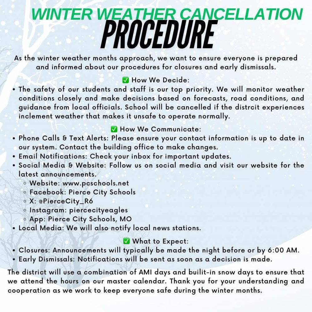 weather cancellation procedures