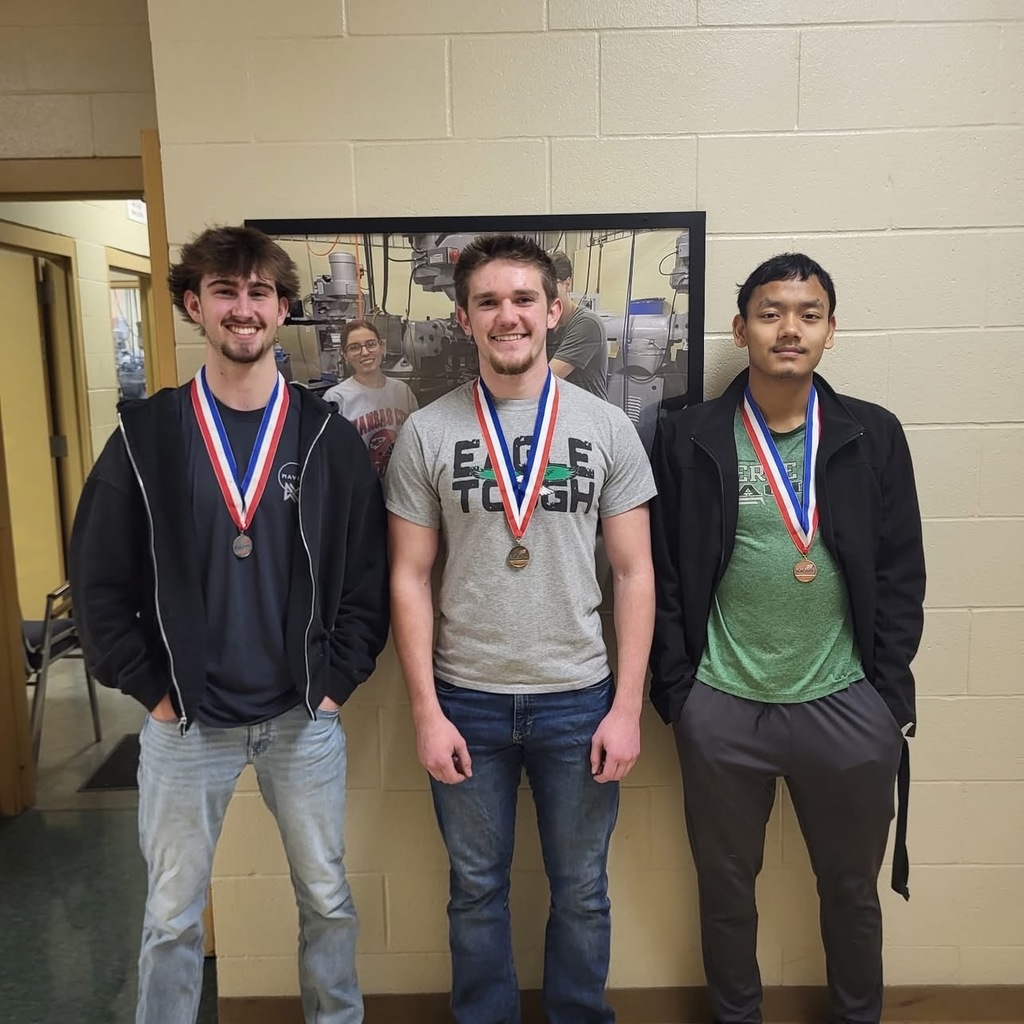 levi knight, logan haskins, and jesse thuan placed 1st-3rd in Skills USA Precision Machining Contest