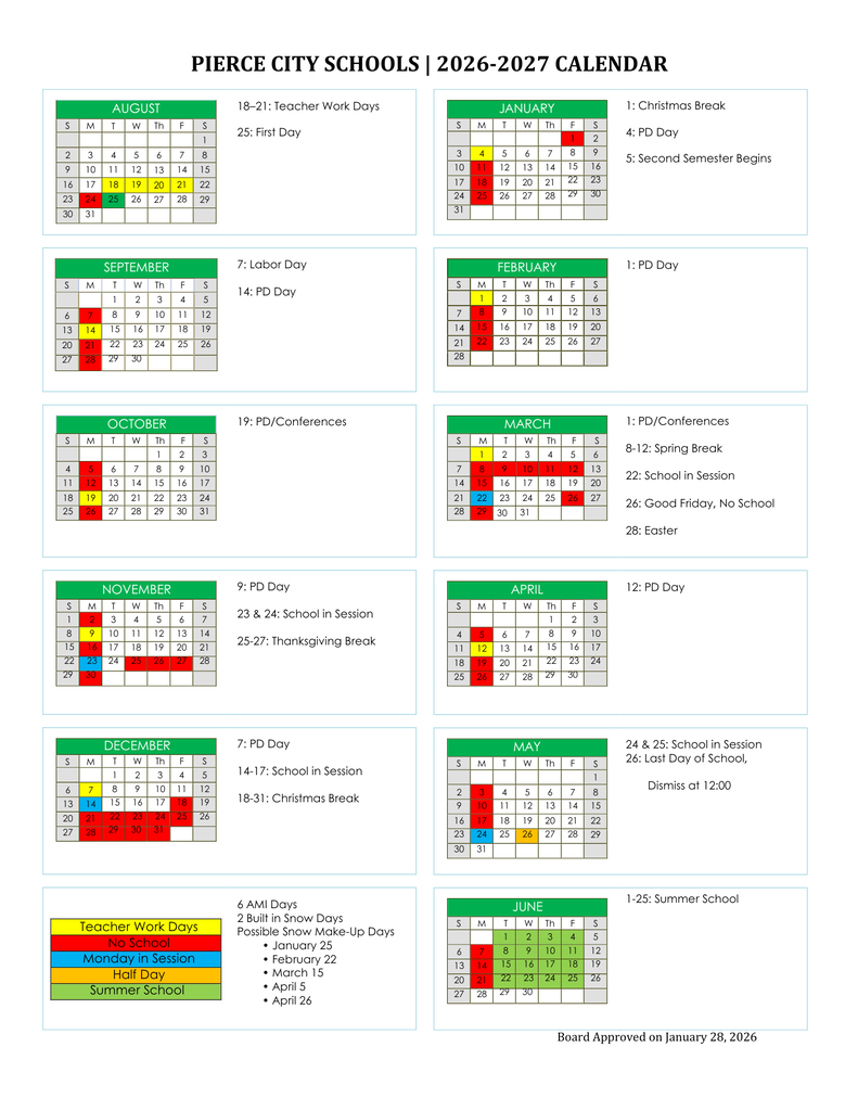 2026-2027 school calendar