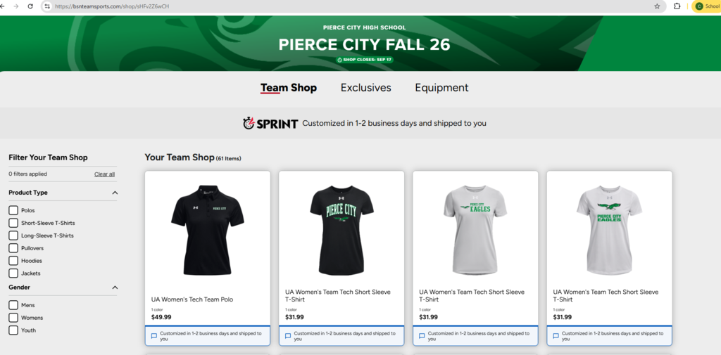 fall sports shop