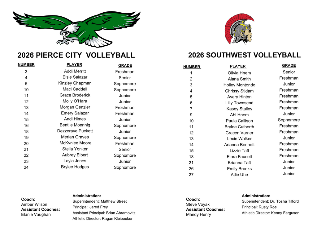 roster for volleyball teams