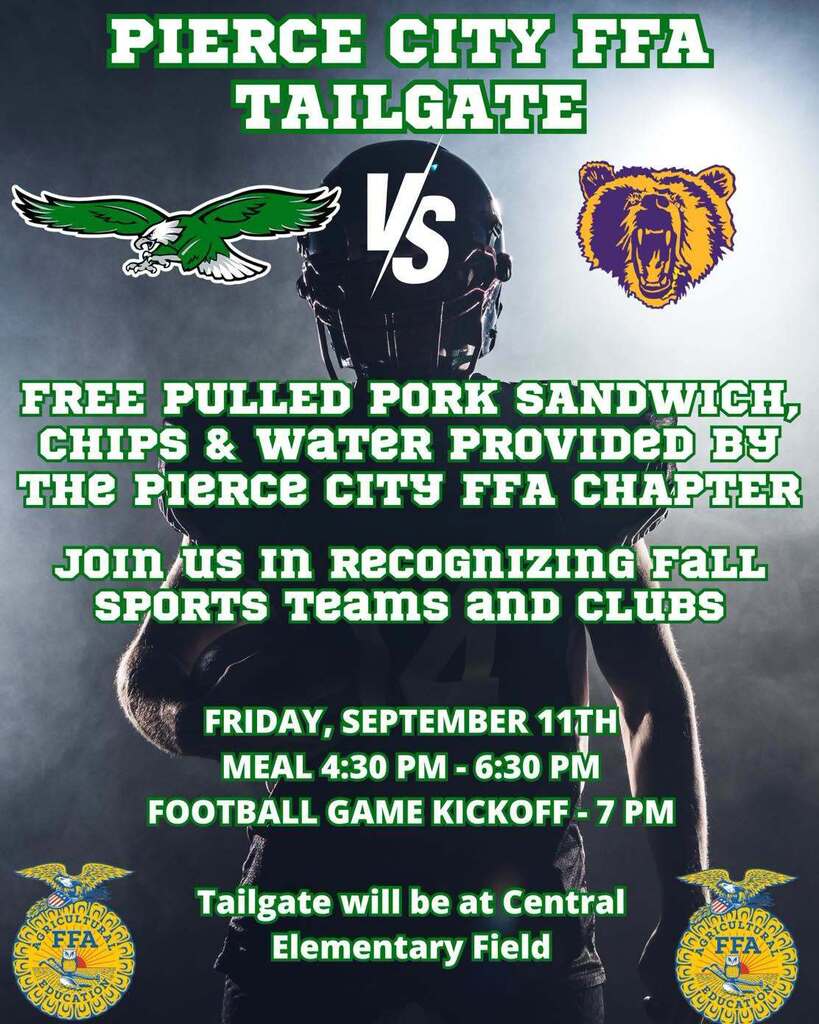 football graphic with information about ffa tailgate