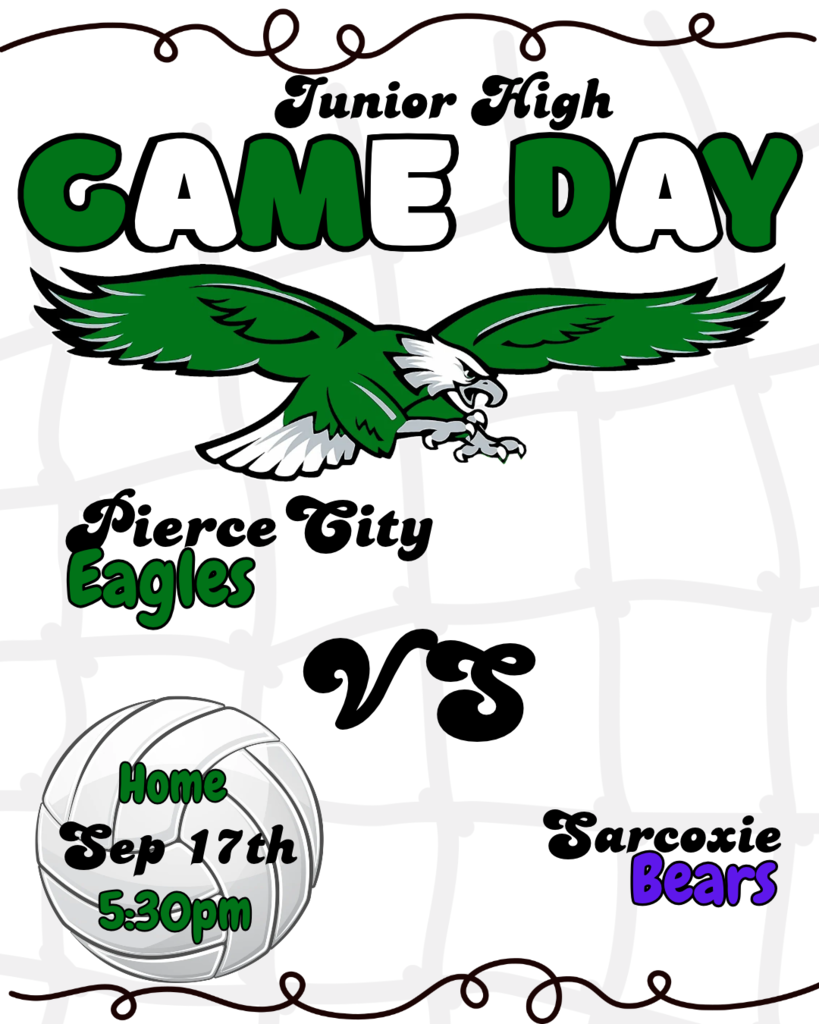game day graphic for the jh volleyball against sarcoxie at 5:30