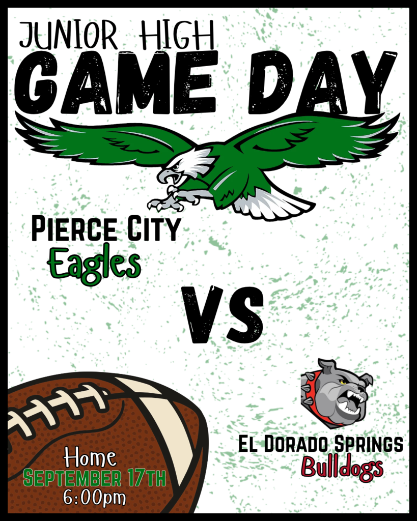 junior high football game day graphic for 6pm game against el dorado springs