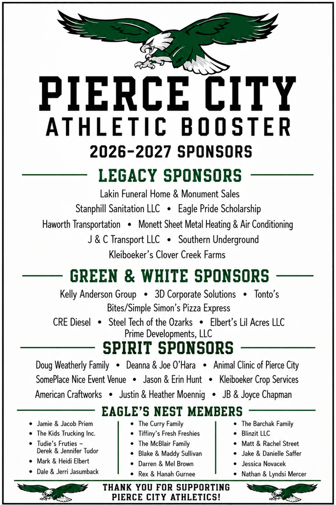 graphich with the list of athletic booster sponsors