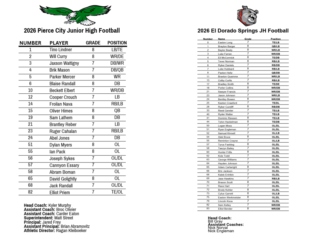 junior high football rosters