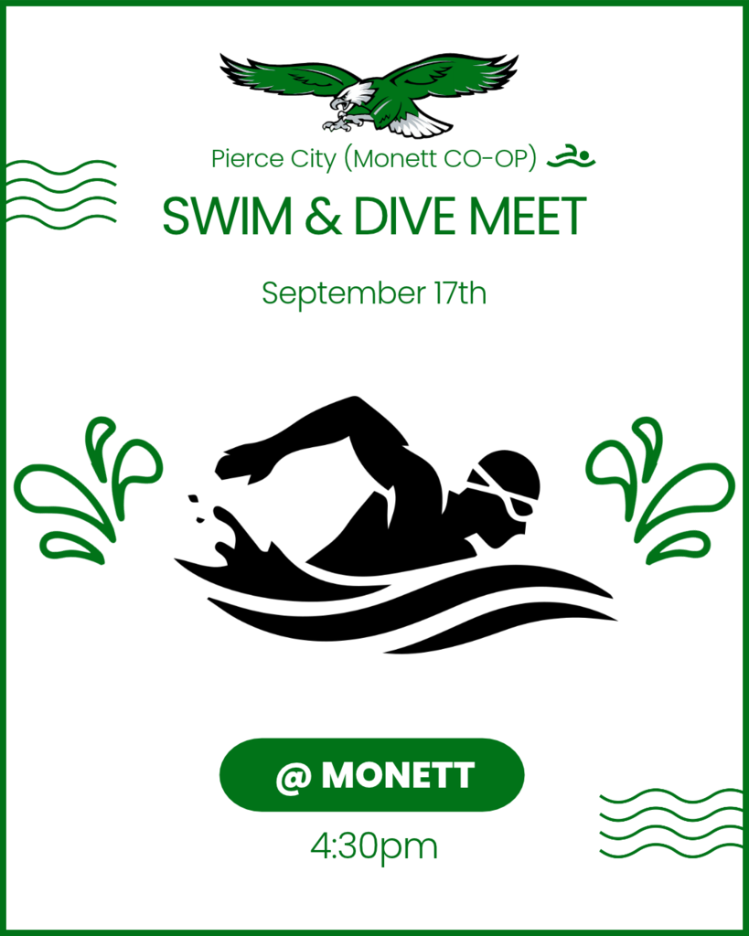 swim meet graphic with cartoon swimming.