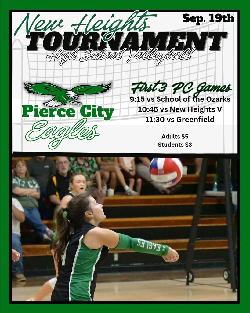 volleyball player bumping volleyball in new heights tournament graphic