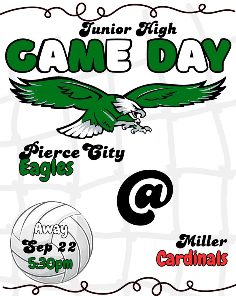 game day graphic for junior high volleyball with eagle flying