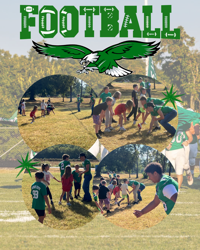 pictures of high school football players playing with elementary students