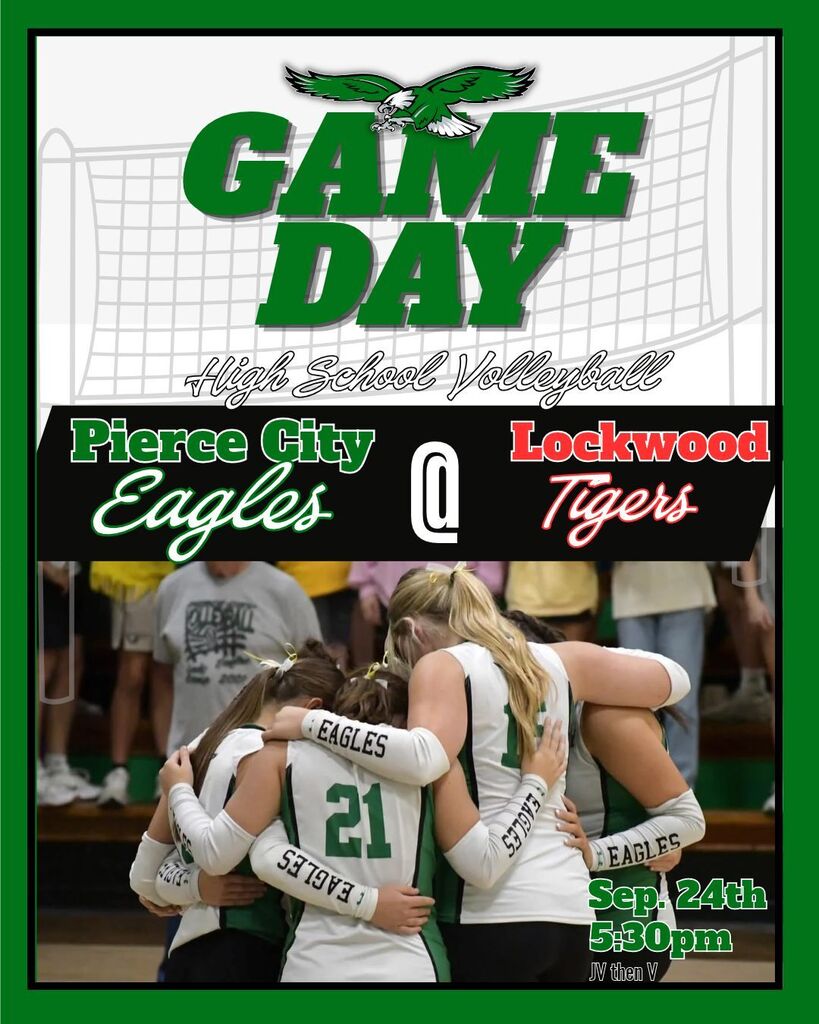 high school volleyball game day graphic with volleyball girls in huddle
