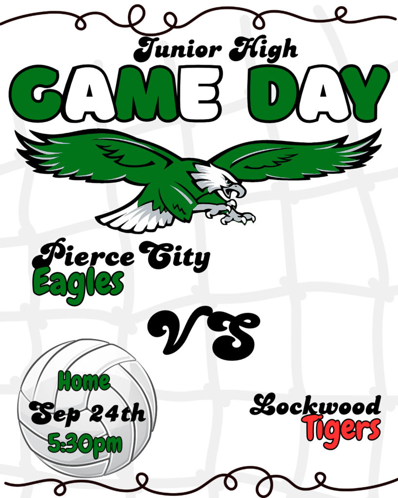 junior high volleyball game day graphic with eagle and volleyball