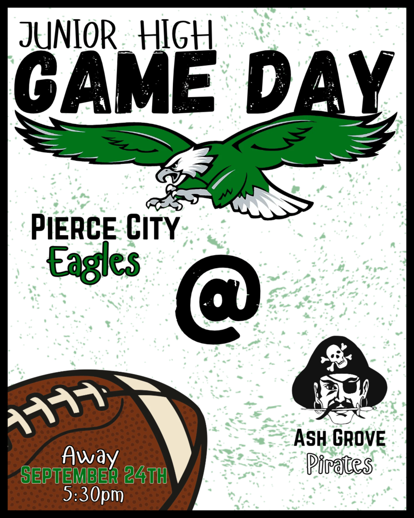 junior high football game day graphic with flying eagle and football