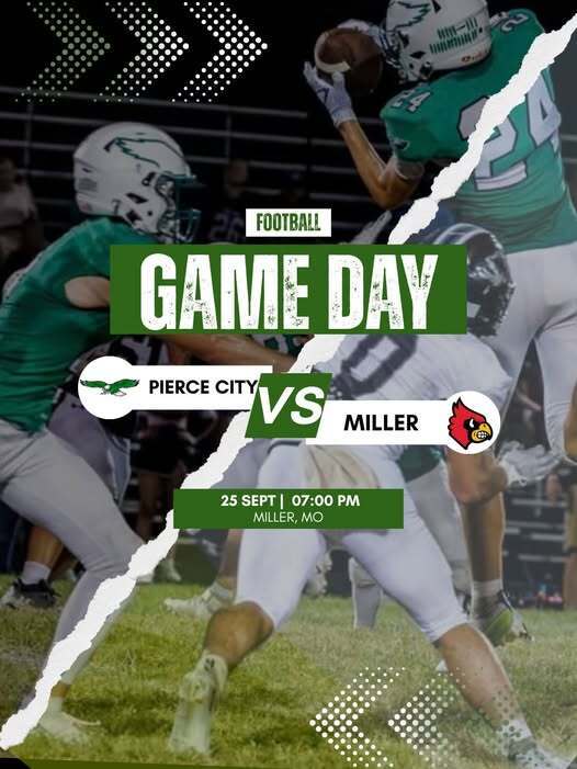 game day graphich with football player jumping and catching football while getting tackled