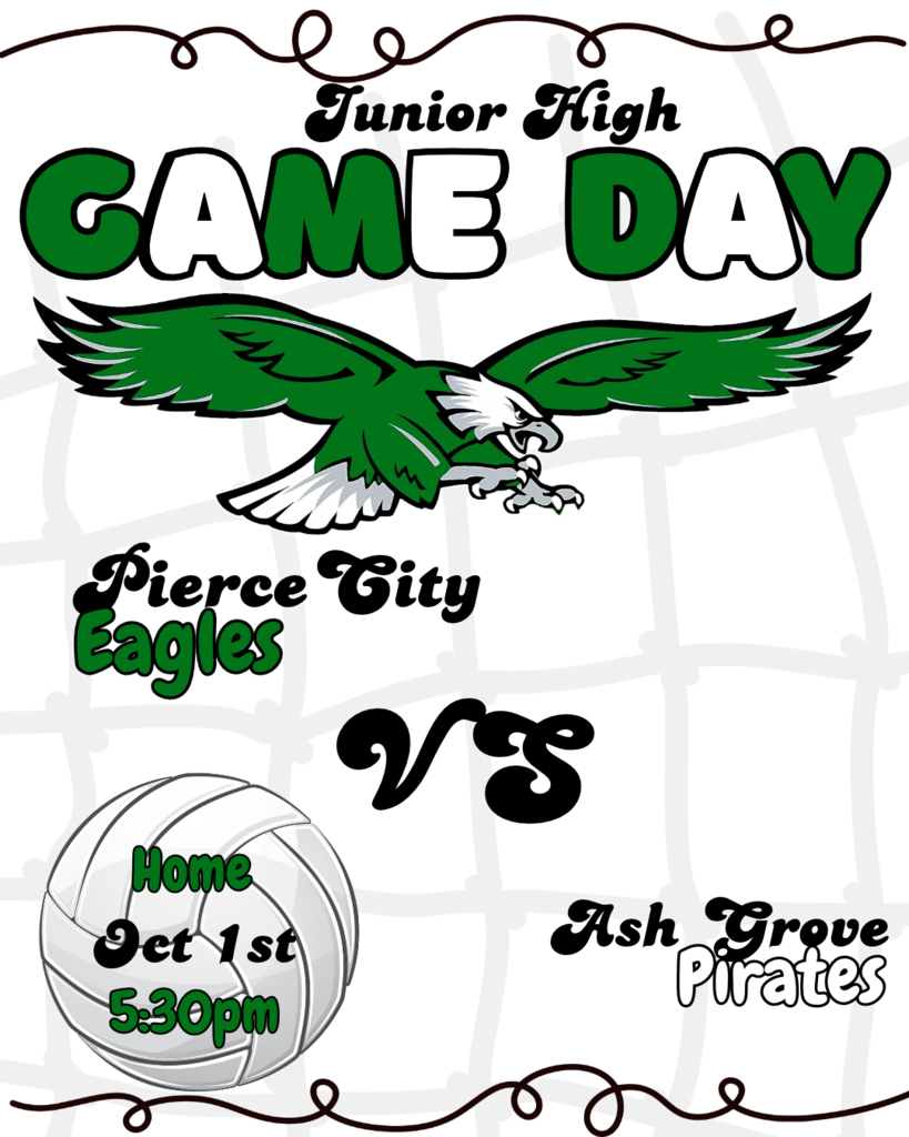 game day graphic with flying eagle and volleyball